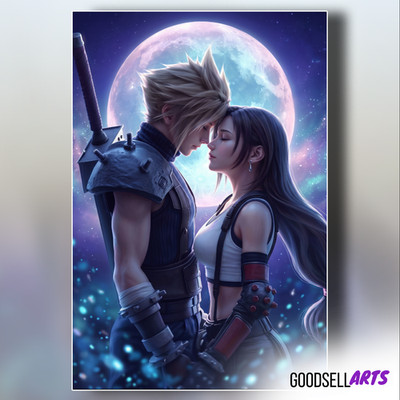Tifa Cloud Art Print Final Fantasy VII FF7 Remake Romantic Gamer Gift Wall Decor
