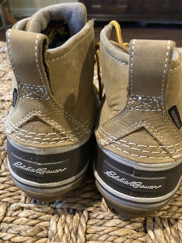 Eddie Bauer Botas de Pato de Cuero Marrón Goma Talla Hombre’s 5 Mujer’s 6.5/7 Foto 3 de 4