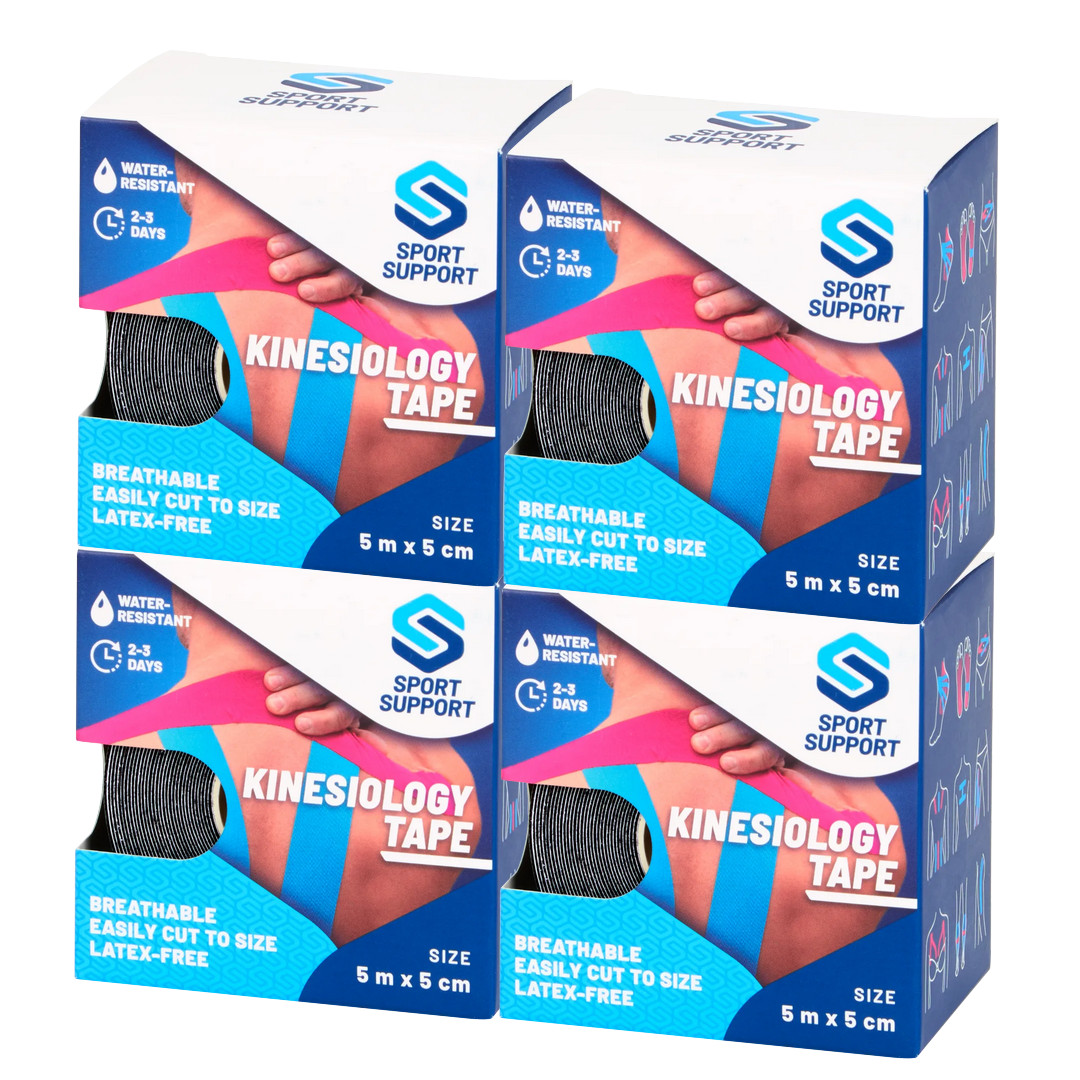 Bande de kinesiologie pour running et fitness lot de 4 bandes noires de 5 mètres