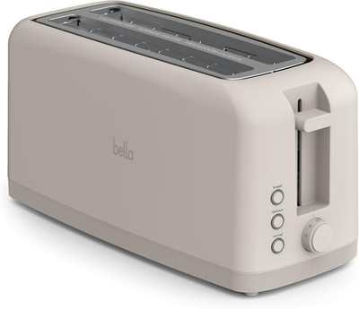 bella 4 Slice Slim Toaster Long Slot Bagel Toaster 6-Setting Shade Control Oatmi