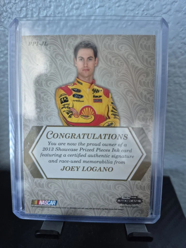 2013 Press Pass Showcase - Prized Pieces Ink Joey Logano 3 Color #PPI-JL 09/50 - Image 4 of 4
