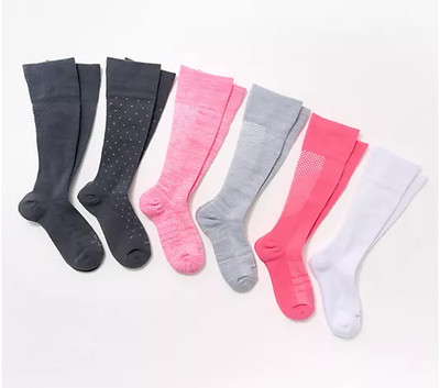 2 Pack Tommie Copper 6 Pack SnugStay OTC Compression Socks - Pink Dot Medium