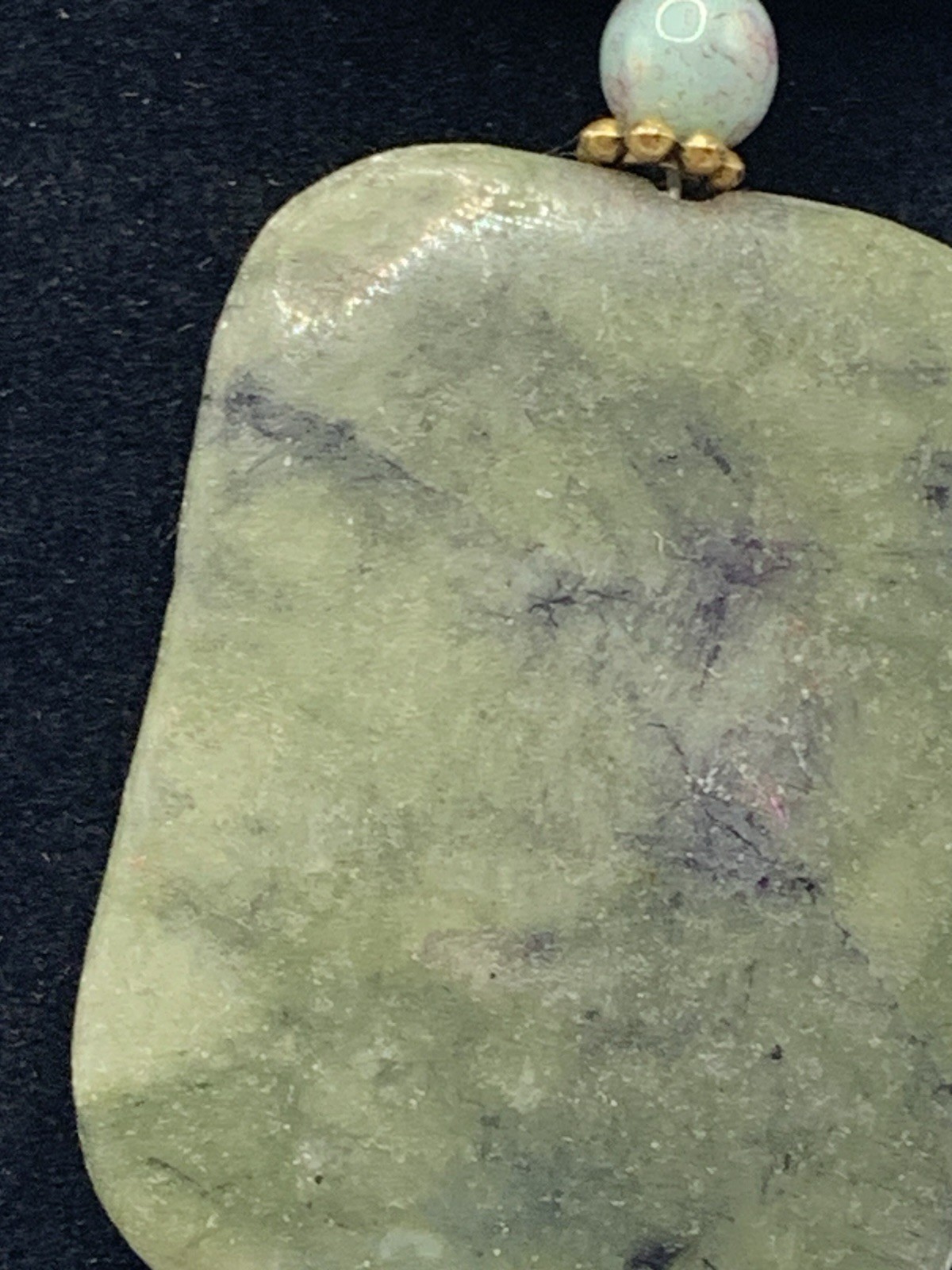 Nephrite Gemstone Square Beaded Statement Necklac… - image 5