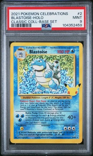 2021 POKEMON CELEBRATIONS CLASSIC COLLECTION #2 BLASTOISE-HOLO PSA 9