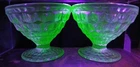 2 Vintage Depression Glass Uranium Jeanette Green Windsor Footed Sherbet Dishes