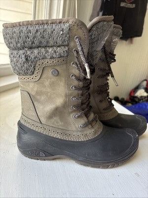 The North Face Shellista II Mid Womens Phantom Boots Size 9 Plum Kitten Grey