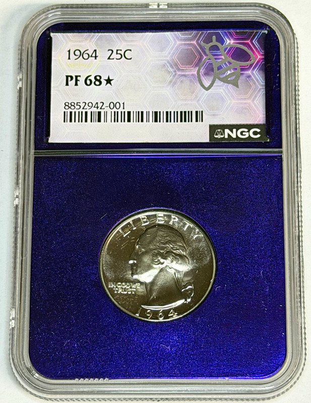 1964 Washington Silver Quarter 25c - NGC PF 68 * (Star) - Traderbea Purple Core