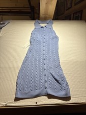 Pink Rose Aster Blue Maxi Halter Sweater Dress Size Medium New- Fast Ship