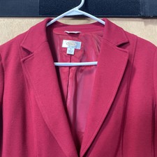 Talbots Women's 2 Pc Dress Set Jacket 12 , Above Knee Skirt 14 Red Both Lined