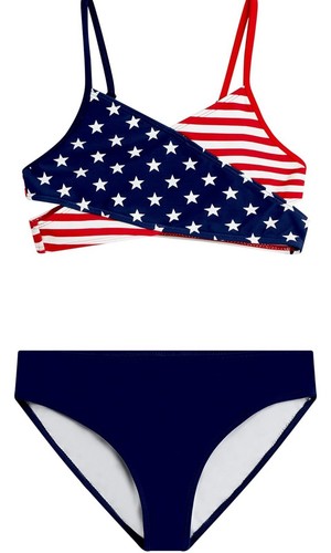 Kanu Surf Swimsuit Girls 10 Red White Blue 2 Piece Bikini Swimwear America 1148