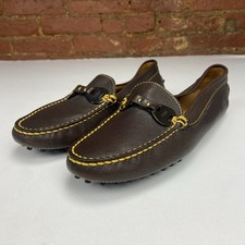 Tod’s Gommino Driving Loafers Brown Leather Yellow Stitch Italy Womens US 8.5