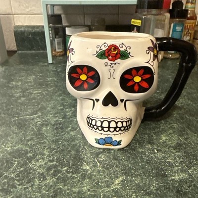 Day Of The Dead Calavera Figural Mug Sugar Skulls 17oz Coffee Mug New 