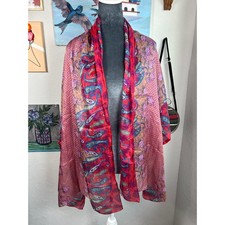 Vtg Bright Pink Mauve floral paisley designed shawl scarf- no tag- some wear