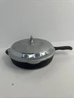 2 GRISWOLD #2008 Hammered Hinged Cast Iron Skillet Pan With Lid #2098 2 In Deep