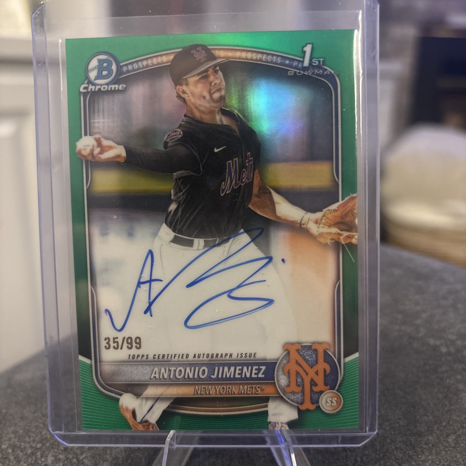 Antonio Jimenez 2025 Bowman Draft 1st Chrome Prospect Auto Green Refractor /99