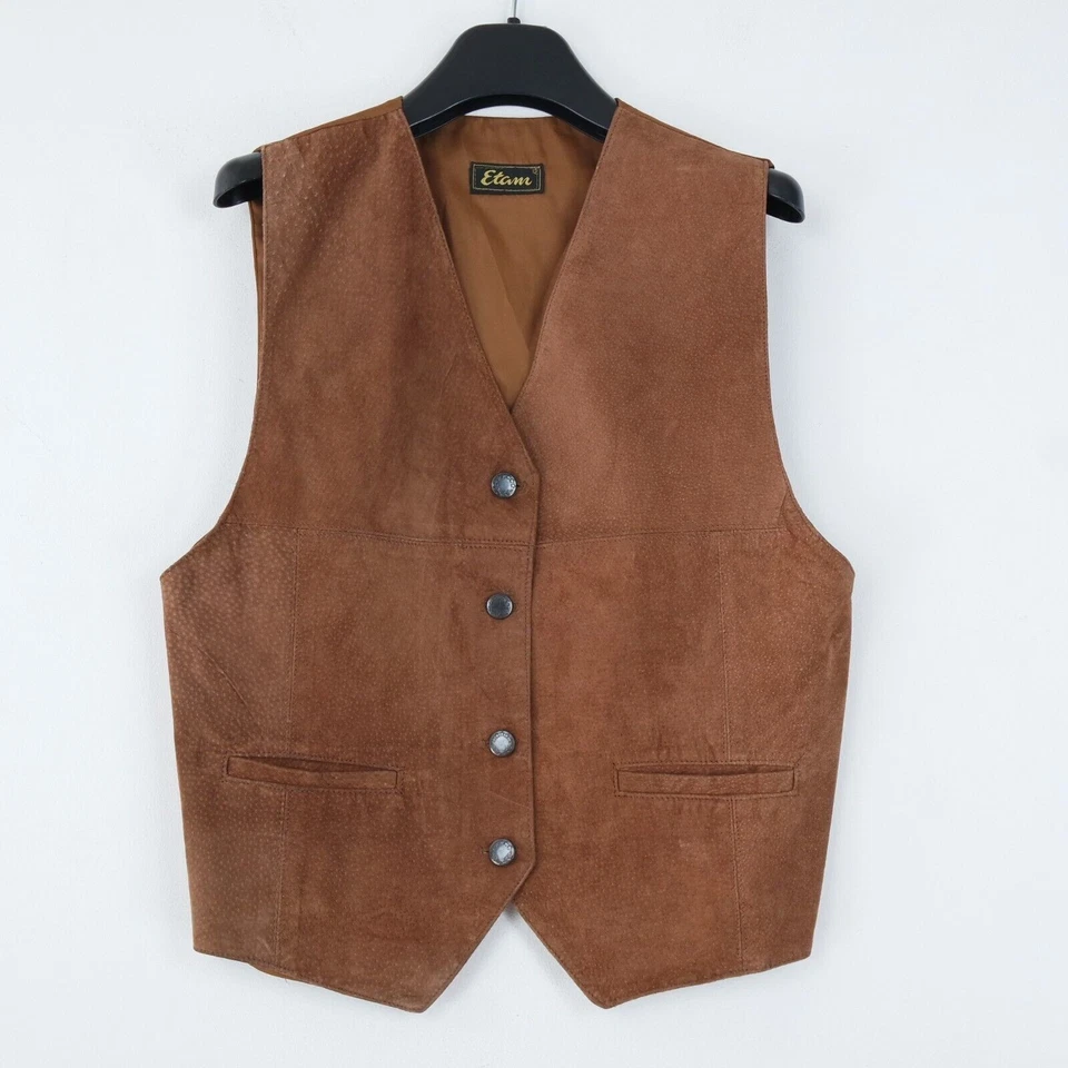 Chaleco de cuero para mujer talla pequeña US 4 EU 34 ETAM marrón formal vestido chaleco Foto 2 de 4