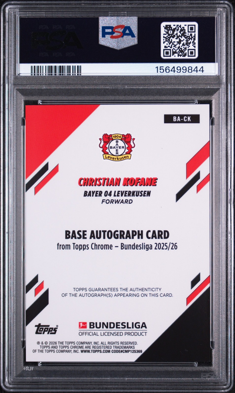 2025 TOPPS CHROME BUNDESLIGA AUTOS GOLD WAVE CHRISTIAN KOFANE ROOKIE /50 PSA 10 view 2
