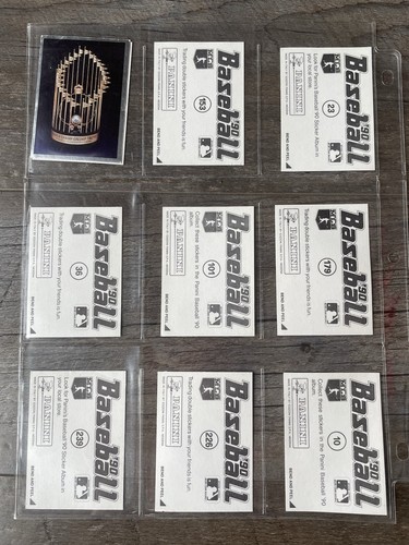 1990 Panini Baseball MLB Foul Stickers Lot (28) Team Helmets Rings Logos Trophy - Picture 5 of 5
