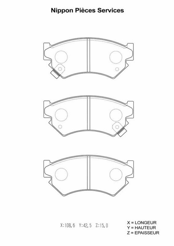 Plaquettes de frein avant 725193041 NPS S360U18 pour freinage Subaru essence