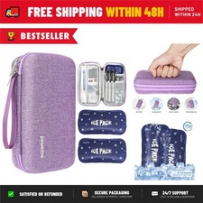 Insulin Cooler Travel Case TSA Approved 2x150g Ice Pack Purple Diabetic