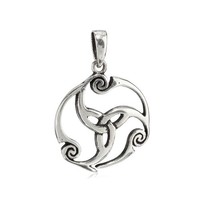 KettenanhäNger Trinity 925 Silber Oxidiert 1,9Cm Keltischer Amulett Medalion