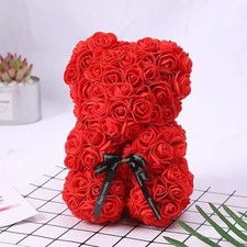 25cm Artificial Teddy Rose Flower Bear with Box Romantic Valentines Day Gift Gir