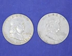 $1.00 Face 90% Silver Franklin Half Dollars. 2 Circulated Coins