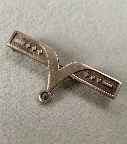 WW2 Polish Sterling Silver Morse Code Military Chevron Badge Enigma Code