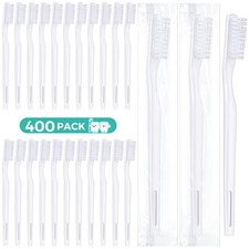 400 Pack Individually Wrapped Disposable Toothbrush Bulk Hard Bristle Adult Manu