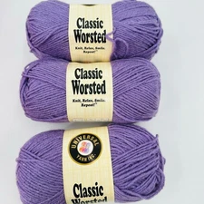 3 Universal Yarn Classic Worsted PURPLE #623 Acrylic Wool 80/20 Medium Weight