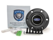 Vsw 6-bolt Black Horn Button Classic Ford Blue Oval 3-d Emblem