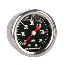 MEASUREMAN Fuel Pressure Gauge 0-60psi 1.5" Dial, 1/8" NPT Back, Stainless 
