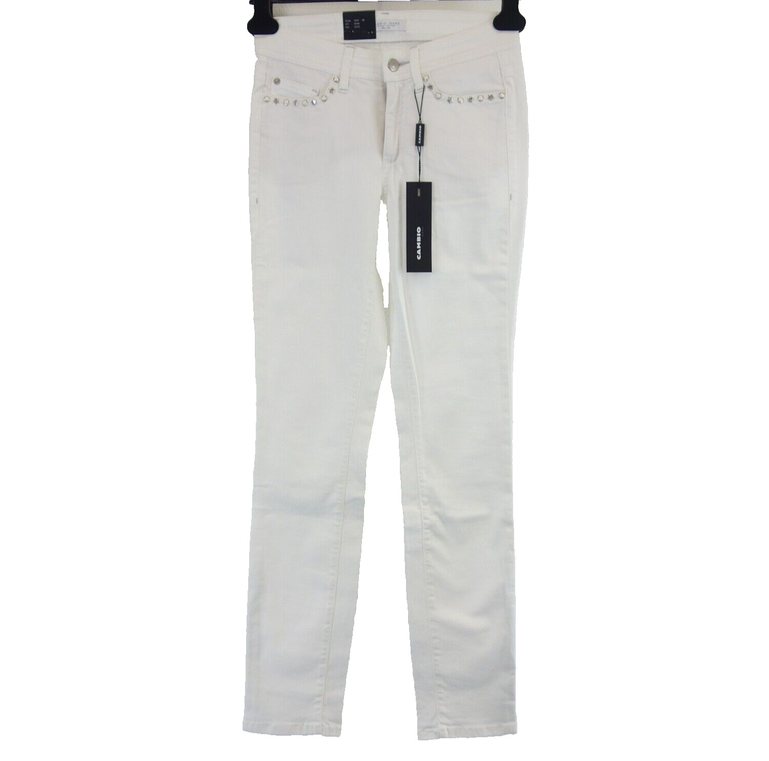 Джинсы-чулки CAMBIO Damen Модель Parla Weiß Skinny Nieten Gr 34 XS Neu