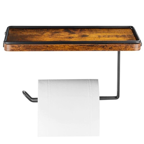 Black Tissue Holder Made of Iron and Wood Suitable for Bathrooms and Kitchens