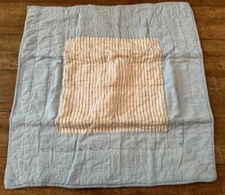 Pottery Barn Kids Jackson Quilted Euro Pillow Sham Gray white stripe blue