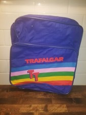 EUC Retro Trafalgar Tours Blue Rainbow Stripe Vinyl Zippered Travel Carry On Bag