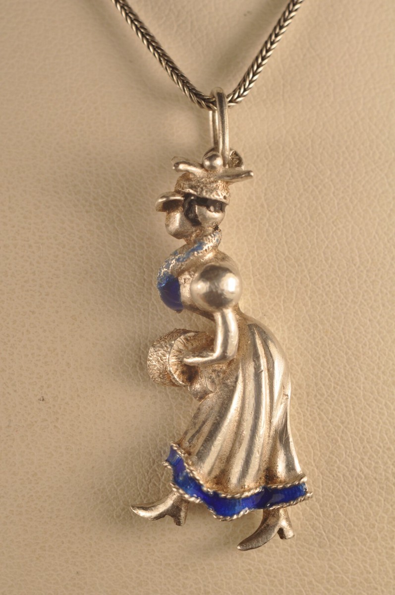 Collier Ancien En Argent Massif émaillé - Bijou Traditionnel, Occasion, Couleur Argenté