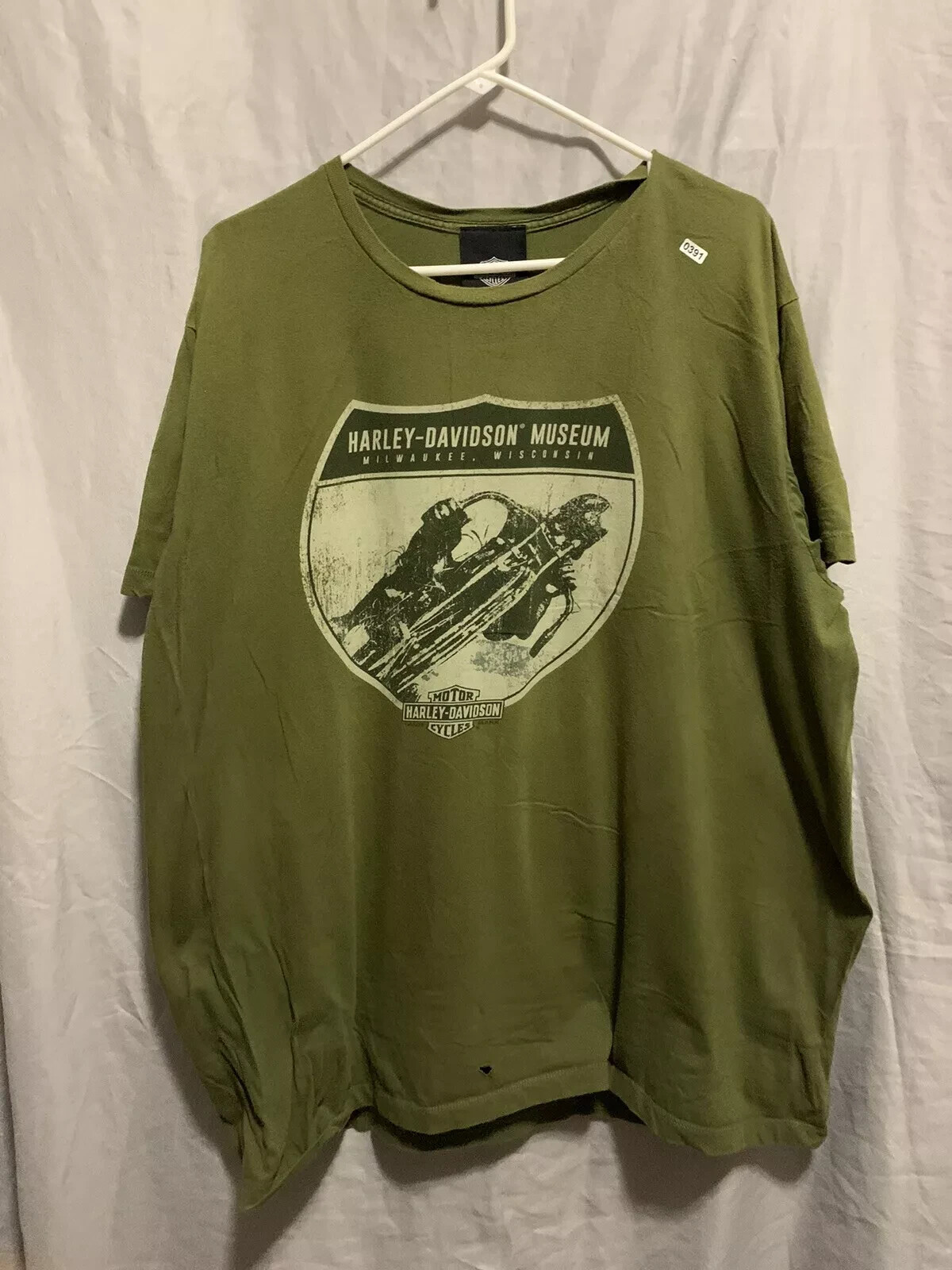 Vintage HARLEY- DAVIDSON Shirt Adult 2XL Green Short Sleeve MILWAUKEE WISCONSIN