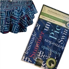 Bed Bath & Beyond AMERICANA 70" Round Vinyl Umbrella Tablecloth Summer Fun WORDS