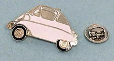 BMW Pin Isetta Silver White Side View - Dimensions 35x20mm