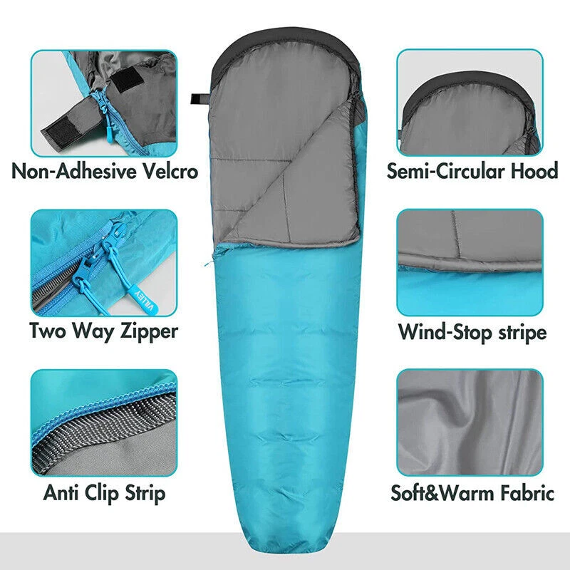 Mummy Sleeping Bag Lightweight Backpacking Sleeping Bag 3-4 Seasons w/ Carry Bag - Image 4 of 4