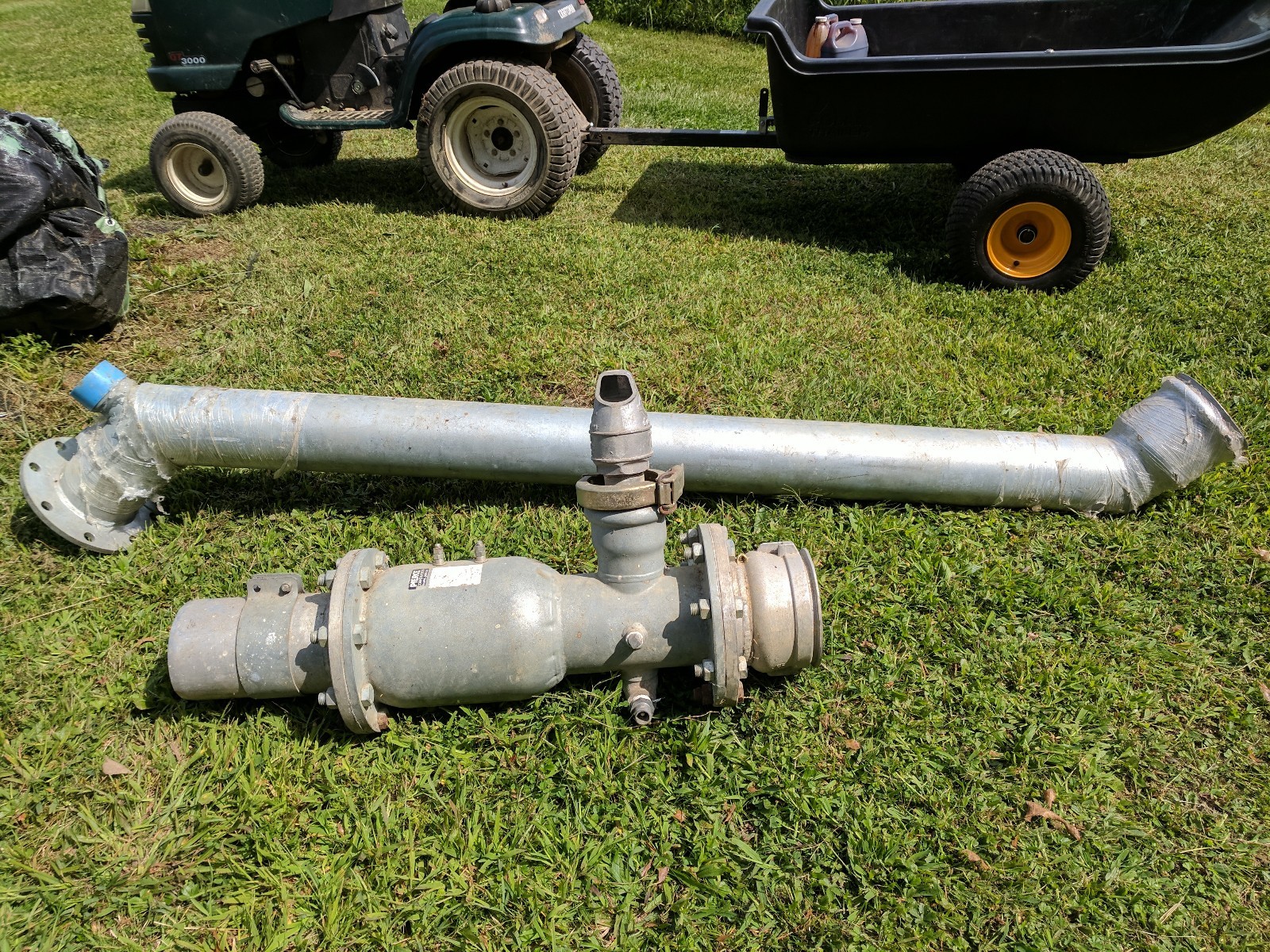 6" galvanized Irrigation Z pipe w/3" and 3/4" threaded outlets. 6