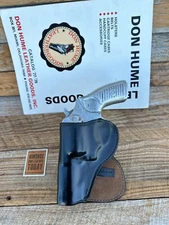 Vintage Don Hume Black Open Top Leather Paddle Holster For Ruger SP101 3" 3.06