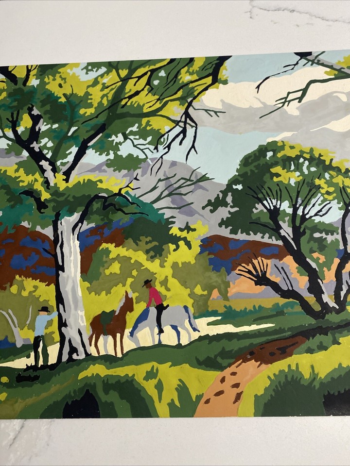 Vintage PaintbyNumber Craftint Western Landscape Cowboy & Horses