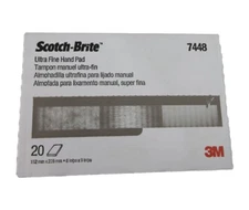 3M Scotch-Brite Ultra Fine Hand Pad 7448, 6 in x 9 in, 20/BOX, Free Shipping