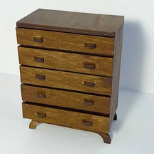 Miniature Mid Century Modern Chest Of Drawers Tall Dresser 1:12 Scale Dollhouse