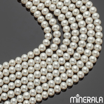 NATURAL WHITE FRESHWATER PEARL SEMI ROUND 8mm BEADS STRAND WP001DA