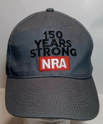 NRA 150 Years Strong Est 1871 Gray Adjustable Hook & Loop One Size Hat Ball Cap