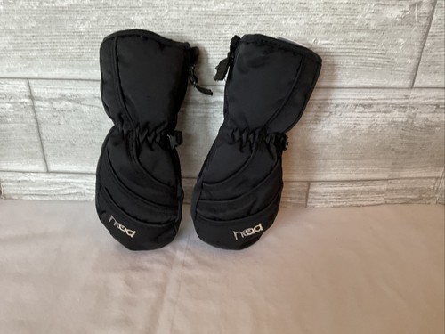 Head Winter Gloves Mittens Sz Xs Childs Black Zippered Snow Mittens - Picture 3 of 4