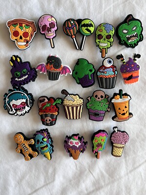Set Of 20 Spooky Halloween Zombie Food Croc Charm Jibbitz